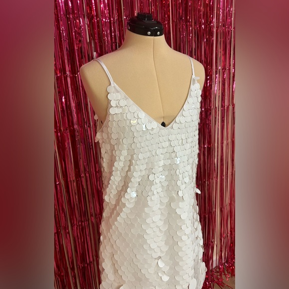 Francesca’s Kelly white graduated sequin shift dress - Picture 5 of 16
